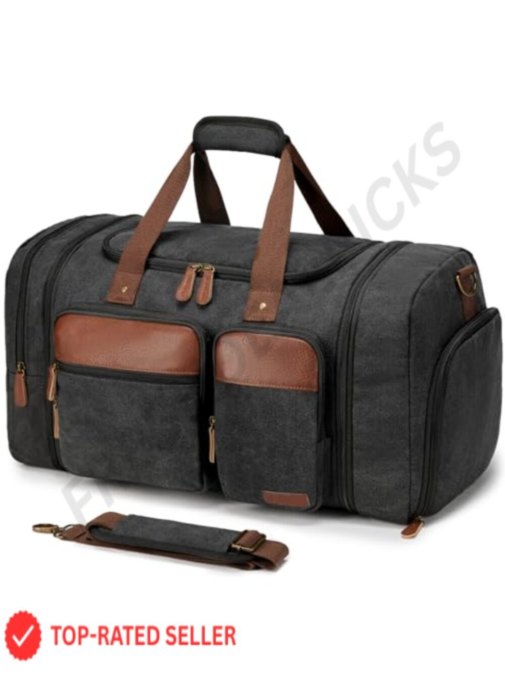 Canvas Duffle Bag for Travel 50L Expandable Weekender Overnight Gym